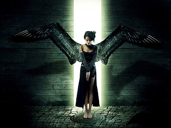 innocence, angel, wall, 3d, light HD wallpaper