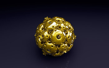 ball, shape, gold, metallic blue HD wallpaper