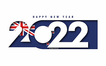 Happy New Year 2022 New Zealand, white background, New Zealand 2022, New Zealand 2022 New Year, 2022 concepts, New Zealand, Flag of New Zealand HD wallpaper