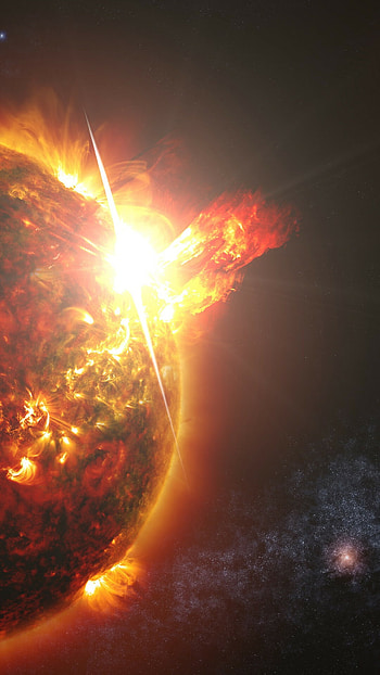 Space sun, Glowing flares, Celestial wonder, Interstellar brilliance HD phone wallpaper