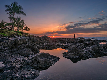 Sunset beach, Hawaii coast, , Vibrant colors HD wallpaper