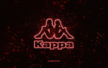 Kappa glitter logo, , black background, Kappa logo, red glitter art, Kappa, creative art, Kappa red glitter logo HD wallpaper