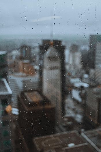 Drops, City, Building, Macro, Wet, Glass HD phone wallpaper