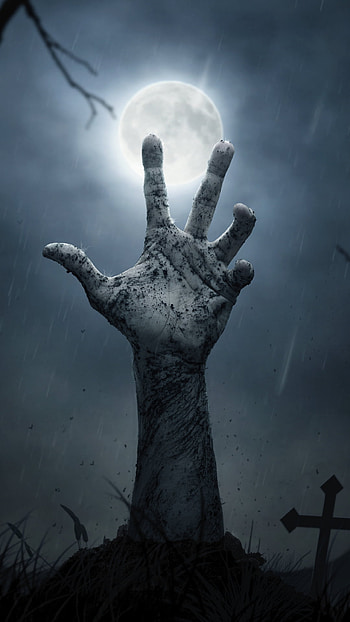 Zombie hand , Dark background, Gothic vibes, Eerie mobile display HD phone wallpaper
