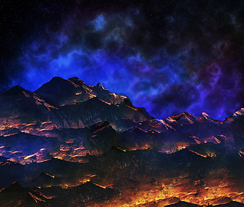 Artwork, mountains, dark HD wallpaper