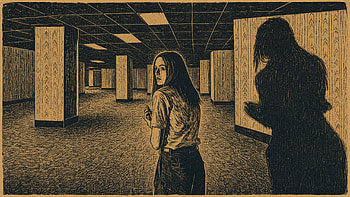 Backrooms — Corridor of Shadows, Woman, Hallway, Pillar HD wallpaper