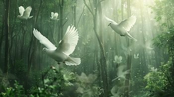 Majestic Doves in Enchanted Forest, dove, bird HD wallpaper