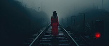 Walking In Dark Rail Road , railroad, alone, artist, artwork, digital-art HD wallpaper