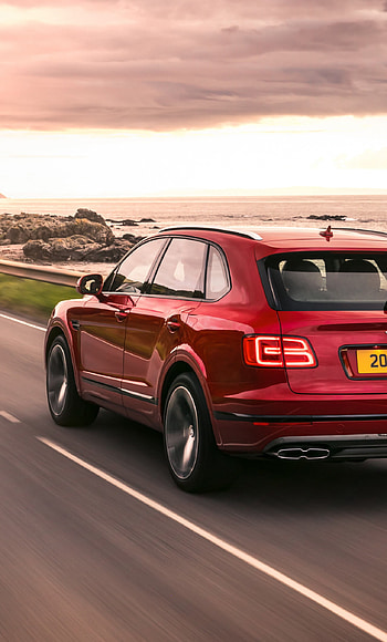 Bentley, Sports utility vehicle, Bentley Bentayga, Rear view, On the road HD phone wallpaper