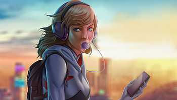 Gwen Stacy Blowing Bubble Gum, gwen-stacy, superheroes, artist, artwork, digital-art, deviantart HD wallpaper