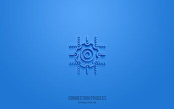Connection Process 3d icon, blue background, 3d symbols, Connection Process, technology icons, 3d icons, Connection Process sign, technology 3d icons HD wallpaper