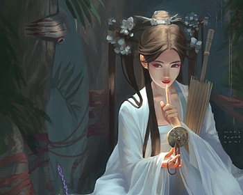 Make silence, white, frumusete, art, asian, gorgeous, superb, mars foong, fantasy, gorl, luminos HD wallpaper