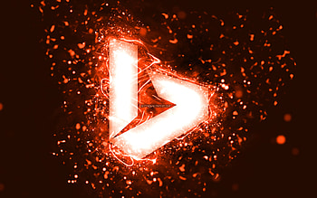 Bing orange logo, , orange neon lights, creative, orange abstract background, Bing logo, search system, Bing HD wallpaper
