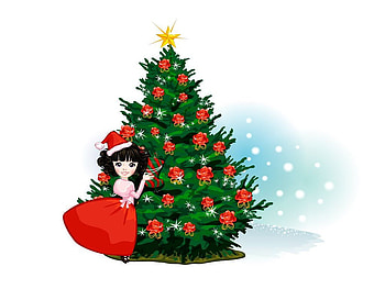 Christmas tree, star, green, christmas, tree HD wallpaper