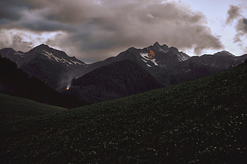 Nature, Trees, Mountains, Bonfire, Forest, Slope HD wallpaper