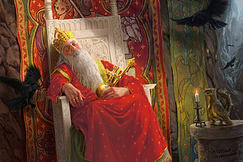 Sleeping king, kristina gehrmann, old, fantasy, king, art, red, man, throne, sleep HD wallpaper