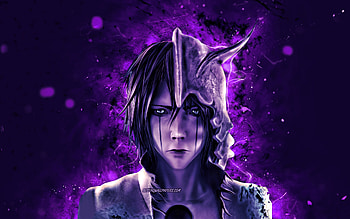 Ulquiorra Cifer, , violet neon lights, Bleach, nihilism, artwork, Ulquiorra, Bleach characters, Ulquiorra Cifer Bleach HD wallpaper