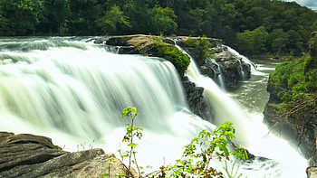 High Falls, Alabama, cascades, river, rocks, usa, trees HD wallpaper