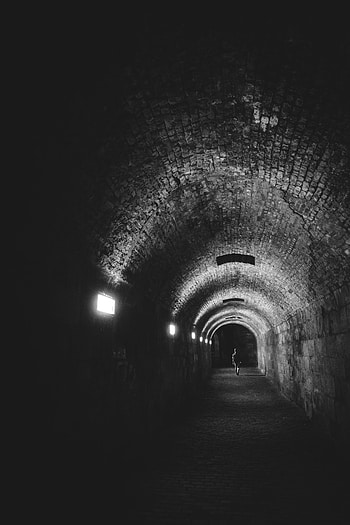 Alone, Bw, Chb, Arch, Lonely, Tunnel HD phone wallpaper