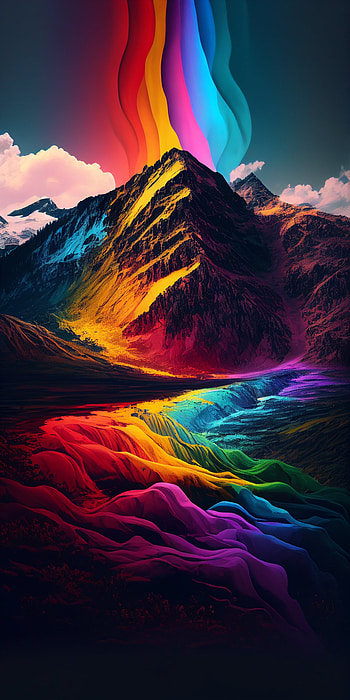 AI Art, artistic, mountain HD phone wallpaper