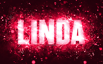 Happy Birtay Linda, , pink neon lights, Linda name, creative, Linda Happy Birtay, Linda Birtay, popular american female names, with Linda name, Linda HD wallpaper