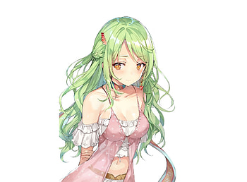 Beautiful, green hair, anime girl, original HD wallpaper
