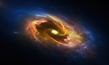 Yellow Spiral galaxy, fantasy, space, art HD wallpaper