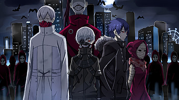 Ken Kaneki, White hair mask, Red eyes, Moon night HD wallpaper