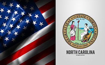 Seal of North Carolina, USA Flag, North Carolina emblem, North Carolina coat of arms, North Carolina badge, American flag, North Carolina, USA HD wallpaper