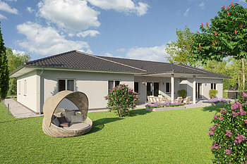 Travelling to bungalows, Massivhaus bungalow, berdachter terrasse, Garage inclusion HD wallpaper