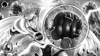 Blast Manga OPM, manga, Anime, One-Punch Man, Black And White Anime HD wallpaper