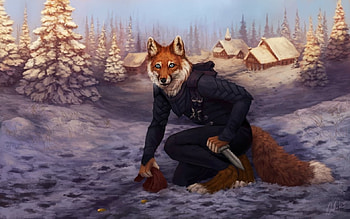 Trap, winter, wolnir, pink, fantasy, luminos, fox, tree HD wallpaper