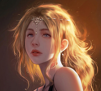 Girl, rueangchaichan, fantasy, razaras, art, blonde, kittichai, face, portrait HD wallpaper
