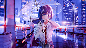 Ichigo Darling In The Franxx , darling-in-the-franxx, anime, umbrella, rain, artist, artwork, digital-art HD wallpaper