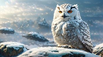White Owl, white, owl, mountain, snow, Animal, Snowy Mountain, winter animals HD wallpaper