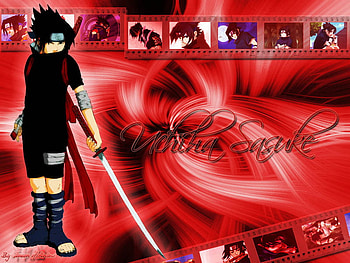 Sasuke, anime, boy, , red HD wallpaper