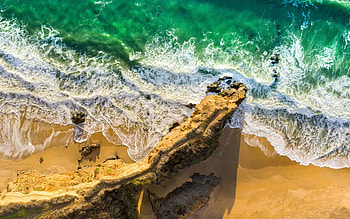 coast, view from above, ocean, waves, summer, ocean coast, California, USA, Pacific Ocean HD wallpaper