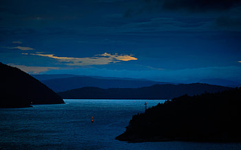 Sea, Twilight, Shore, Bank, Dark, Dusk, Bay HD wallpaper