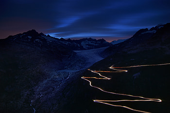 Mountains, Night, Dark, Road, Sinuous, Winding HD wallpaper