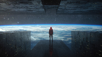 Hoodie Boy Standing In Space Scape , hoodie, space, alone, artist, artwork, digital-art, behance HD wallpaper