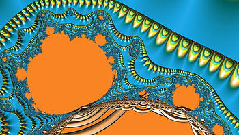 Fractal Art for your - Trippy, orange (Color), turquoise, digital, psychedelic, trippy, Abstract, fractal HD wallpaper