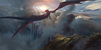 Red Dragon And West Wind, dragon, artist, artwork, digital-art, artstation HD wallpaper