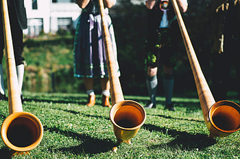 Uncommon musical instruments, Alphorn experience, Swiss customs, Valais Switzerland HD wallpaper