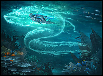 eel-totemic, sea, spirit, eel, fish, woman HD wallpaper