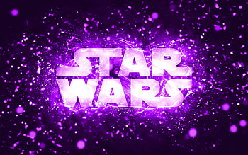 Star Wars violet logo, , violet neon lights, creative, violet abstract background, Star Wars logo, brands, Star Wars HD wallpaper