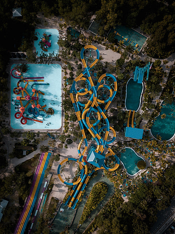 View From Above, Miscellanea, Miscellaneous, Entertainment, Pool, Aquapark, Waterpark, Slides HD phone wallpaper