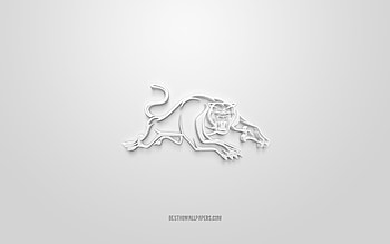 Penrith Panthers, creative 3D logo, white background, National Rugby League, 3d emblem, NRL, Australian rugby league, Penrith, Australia, 3d art, rugby, Penrith Panthers 3d logo HD wallpaper
