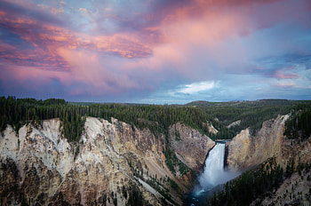 Morning At Lower Falls In Yellowstone National Park, yellowstone-national-park, national-park, nature HD wallpaper
