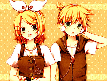 Rin Rin and Len Len, rin kagamine, vocaloids, twins, miku hatsune, len kagamine HD wallpaper
