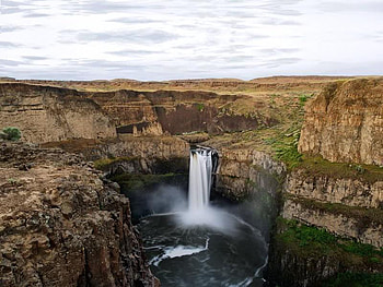 Surrounded, falls, sky, water, rock HD wallpaper